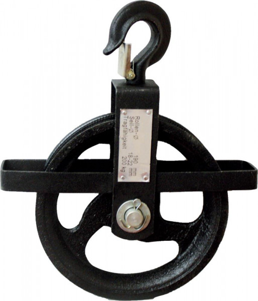 Seilrad 190 mm, 200 kg für Seile von 18 - 22 mm