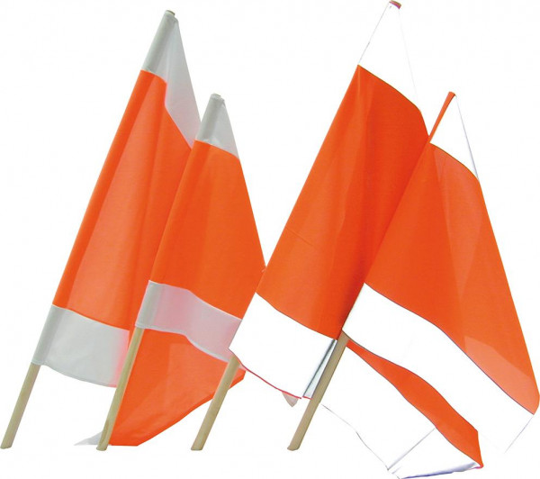 Warnflagge 75 x 75 cm mit Holzstiel 100 cm